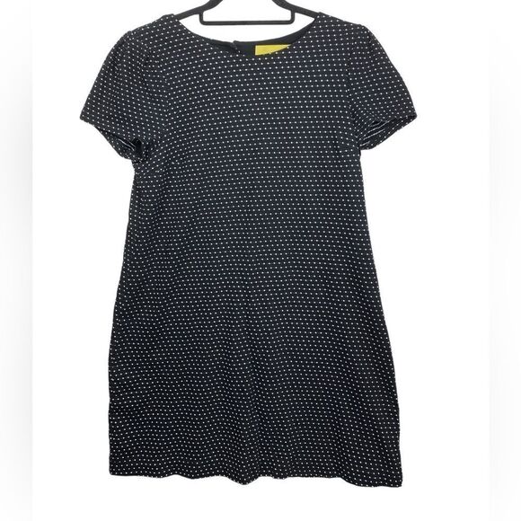 Anthropology MAEVE Wm’s Med Black White Polka Dot Short Sleeve Mini Dress - Picture 1 of 6